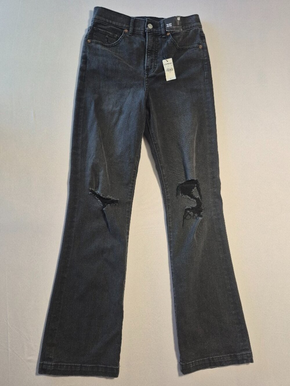 NWT Express 90s Boot High Rise Distressed Knee Jeans Women Size 4R Washed Black